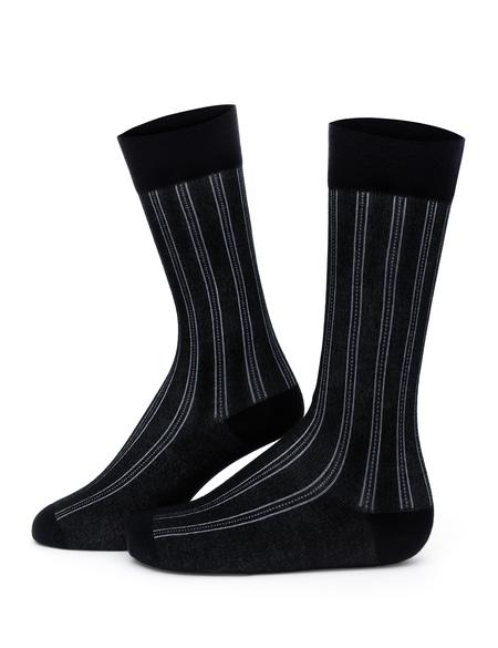 Erkek Bambu Karışımlı Siyah Soket Desenli Çorap - 50280818001