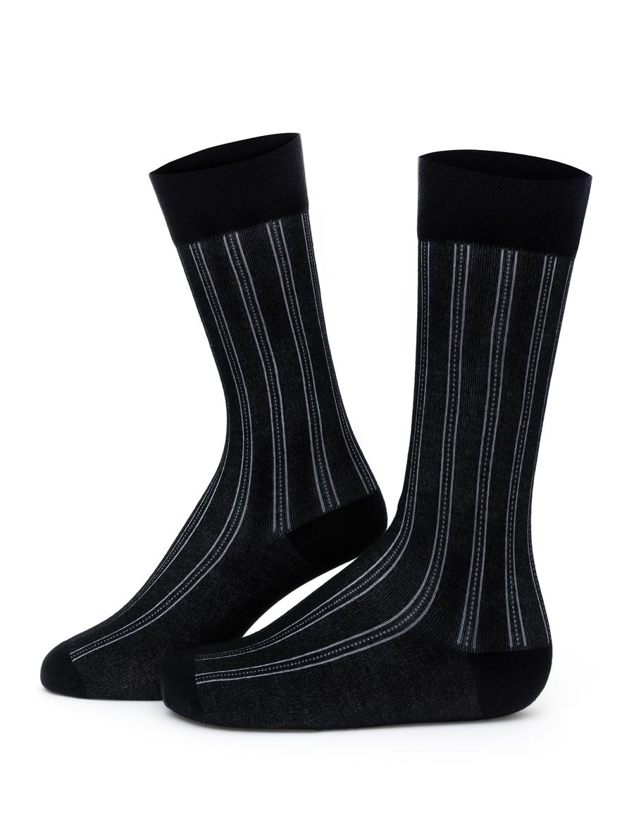 Erkek Bambu Karışımlı Siyah Soket Desenli Çorap