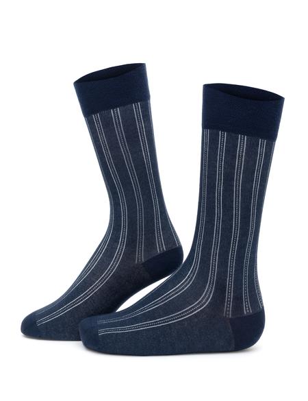 Erkek Bambu Karışımlı Lacivert Soket Desenli Çorap - 50280818002