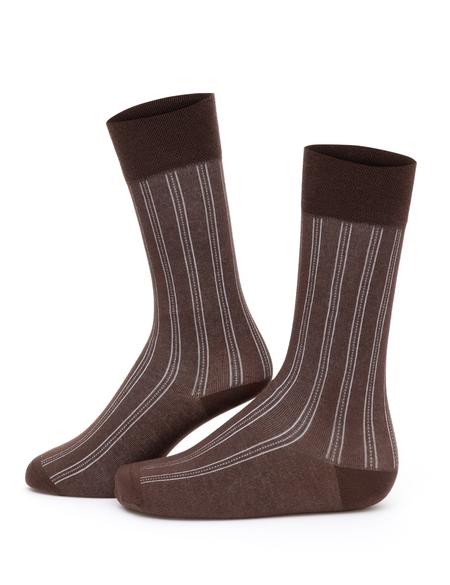 Erkek Bambu Karışımlı Kahverengi Soket Desenli Çorap - 50280818003