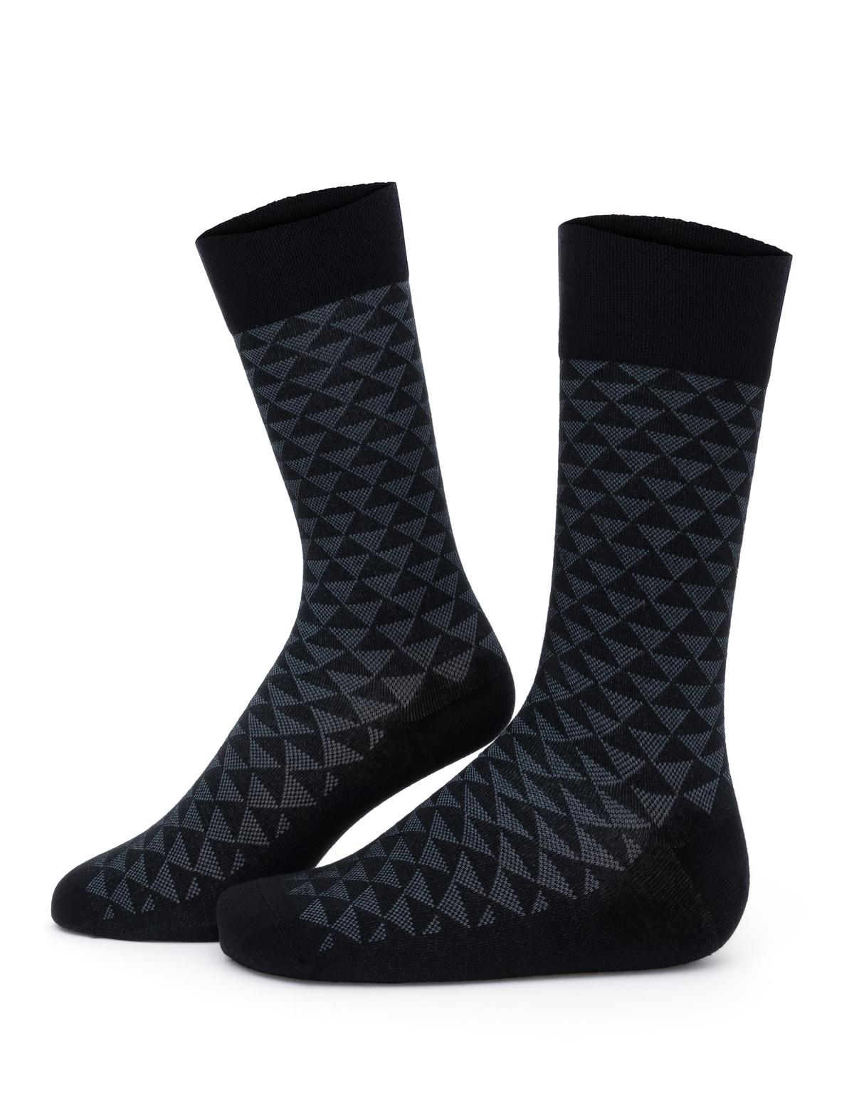 Erkek Bambu Karışımlı Siyah Soket Desenli Çorap