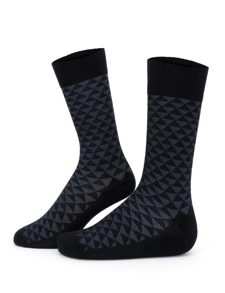 Erkek Bambu Karışımlı Siyah Soket Desenli Çorap - 50280851001