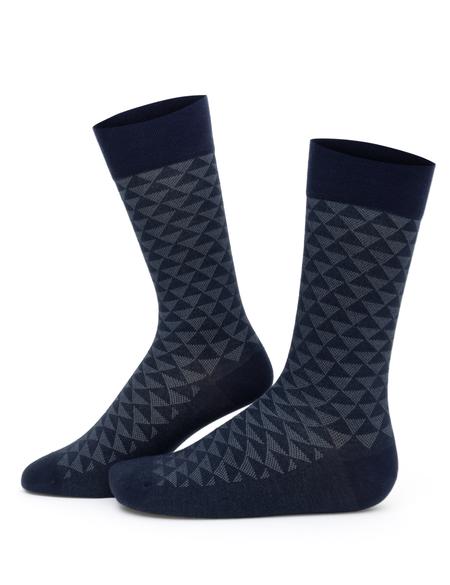 Erkek Bambu Karışımlı Lacivert Soket Desenli Çorap - 50280851002