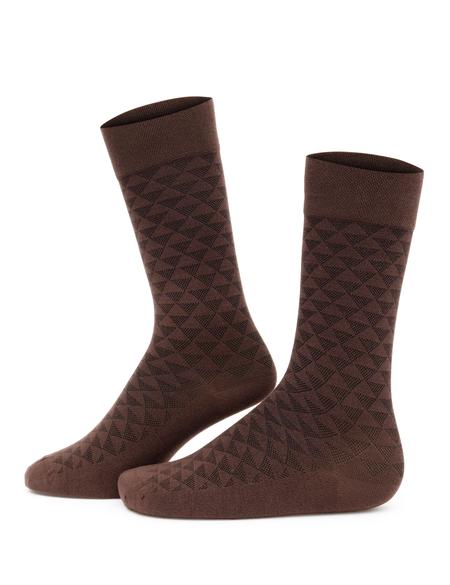 Erkek Bambu Karışımlı Kahverengi Soket Desenli Çorap - 50280851003