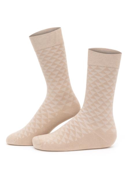 Erkek Bambu Karışımlı Bej Soket Desenli Çorap - 50280851004