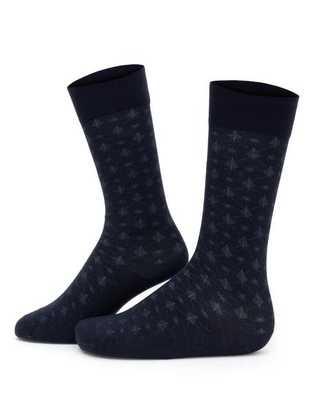 Erkek Bambu Karışımlı Lacivert Soket Desenli Çorap - 50280852003