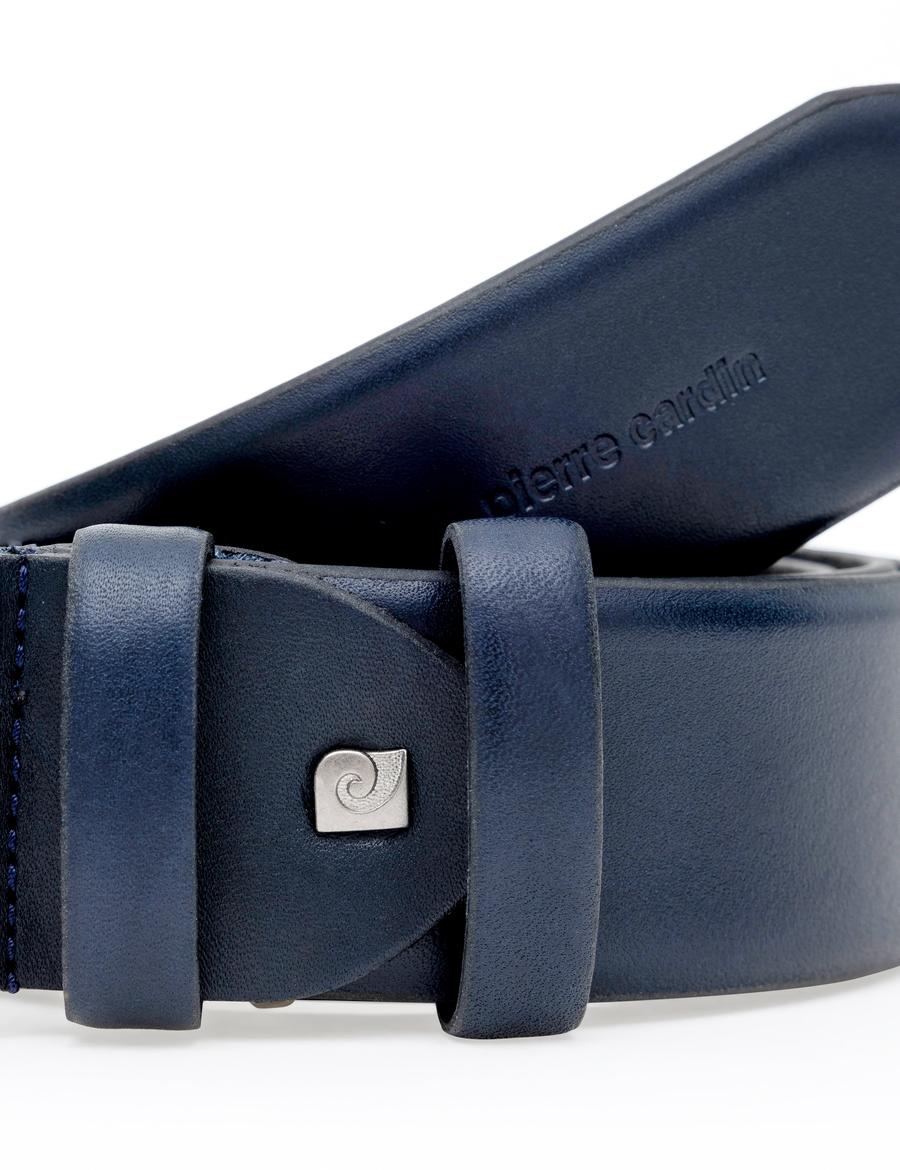 Lacivert %100 Deri Denim Kemer