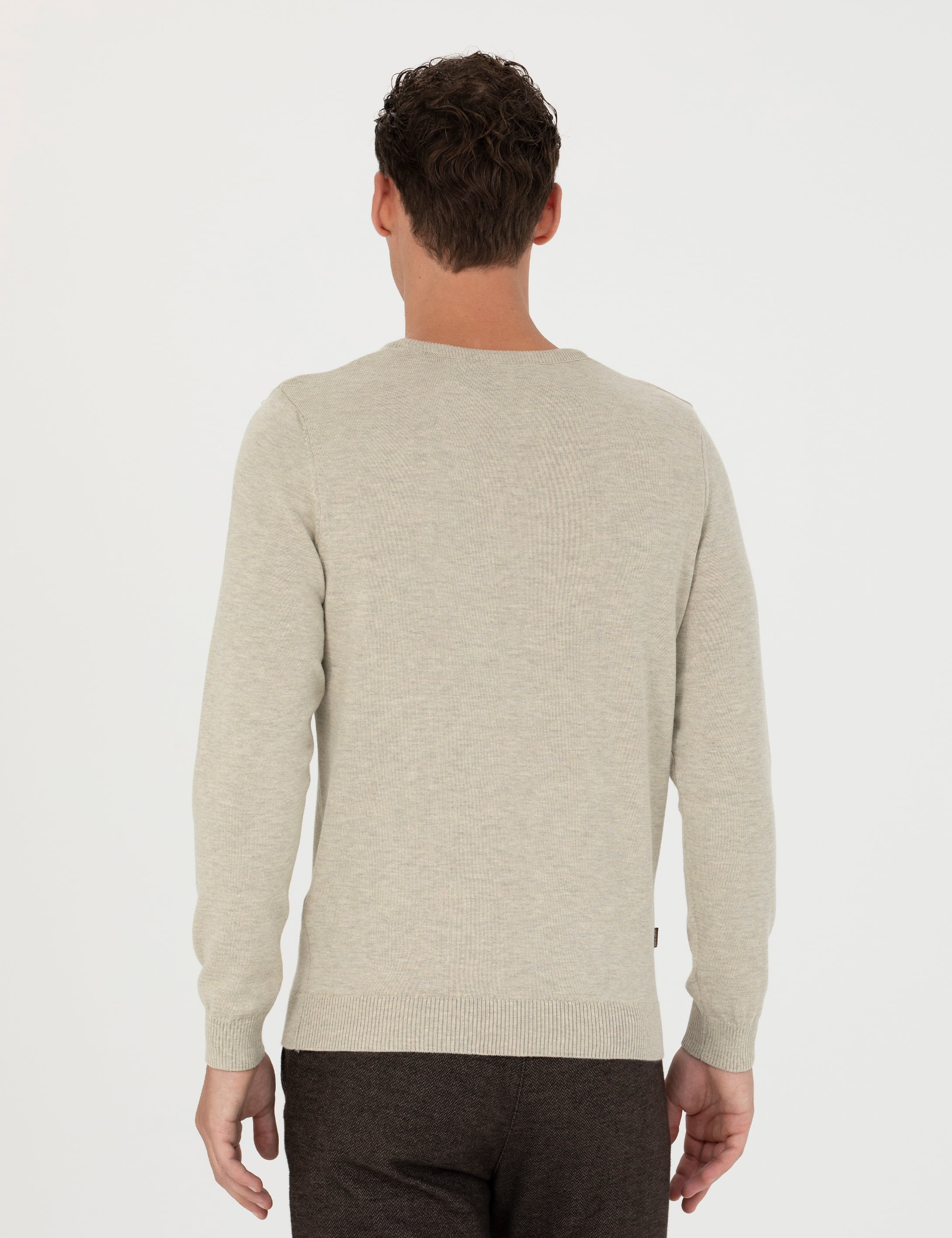 Pierre Cardin Kum Melanj Slim Fit Bisiklet Yaka Basic Triko Kazak görsel 5