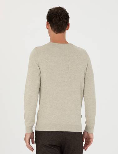 Kum Melanj Slim Fit Bisiklet Yaka Basic Triko Kazak