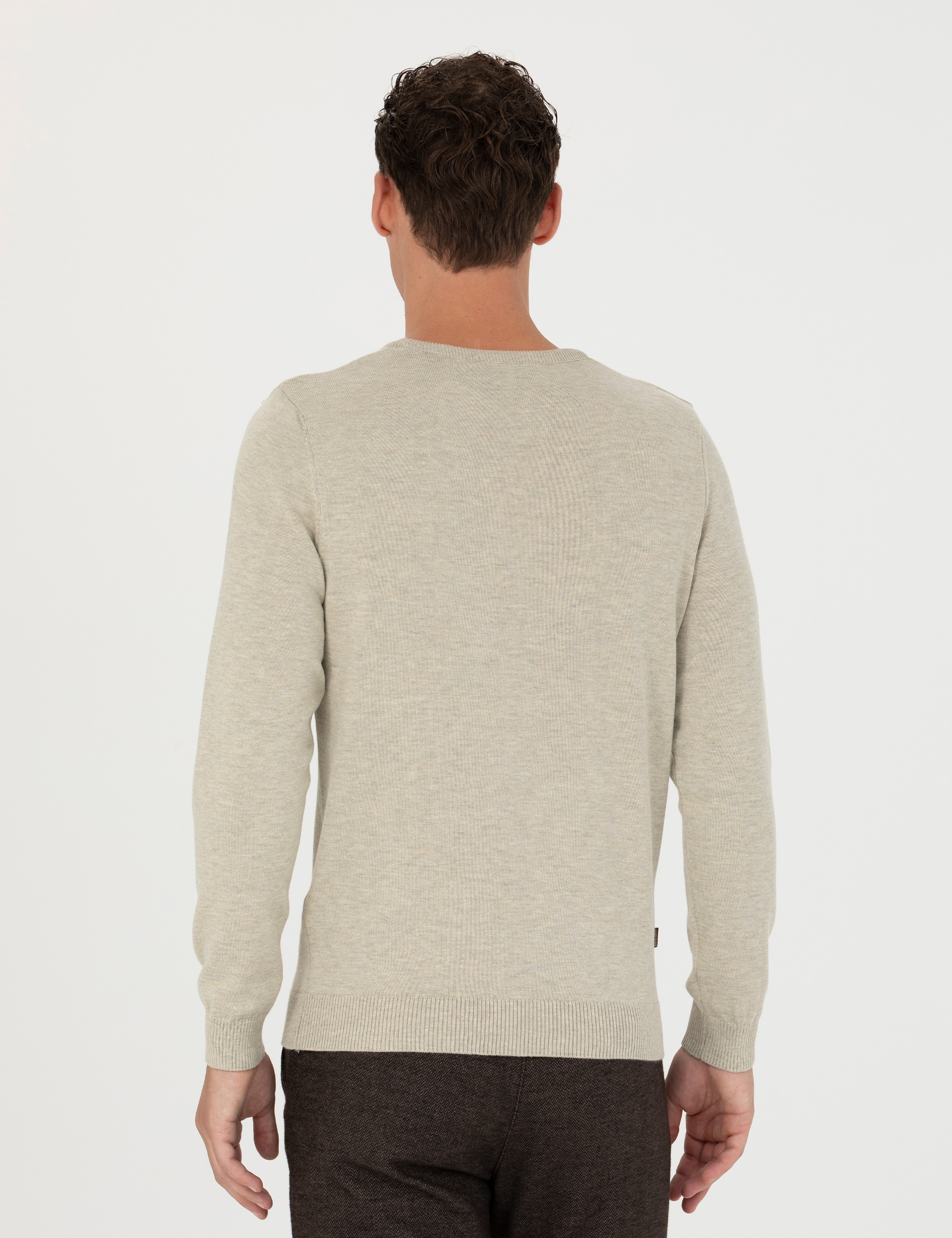 Kum Melanj Slim Fit Bisiklet Yaka Basic Triko Kazak