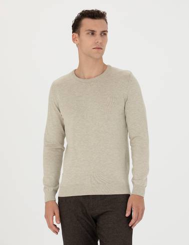 Kum Melanj Slim Fit Bisiklet Yaka Basic Triko Kazak