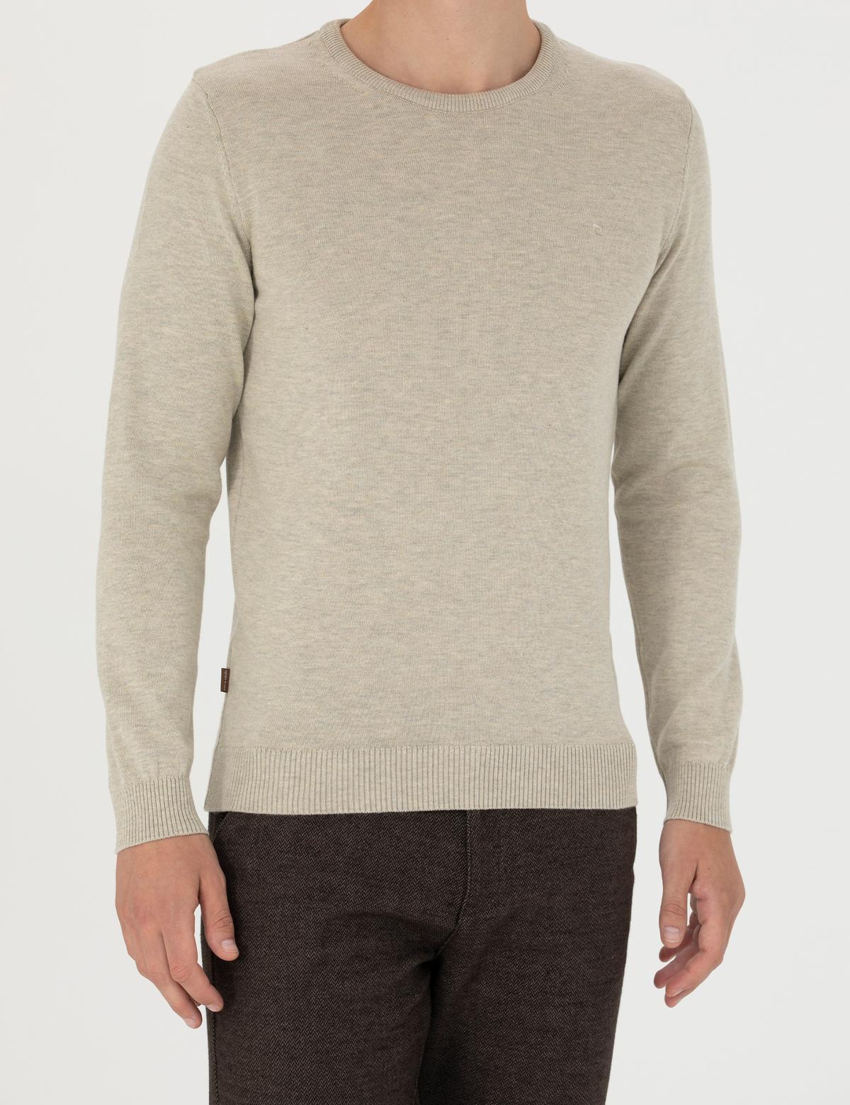 Kum Melanj Slim Fit Bisiklet Yaka Basic Triko Kazak - 50270179007