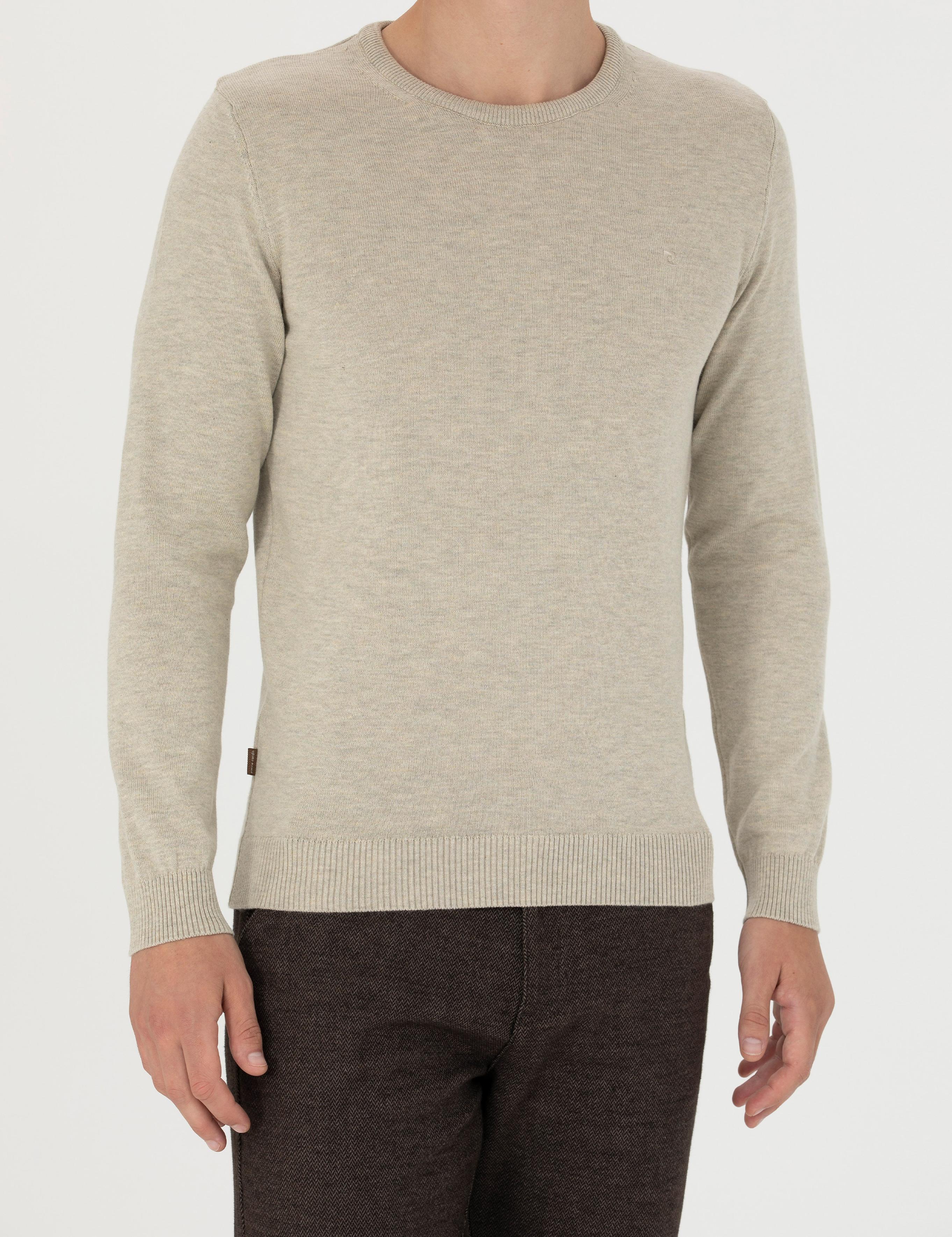 Kum Melanj Slim Fit Bisiklet Yaka Basic Triko Kazak