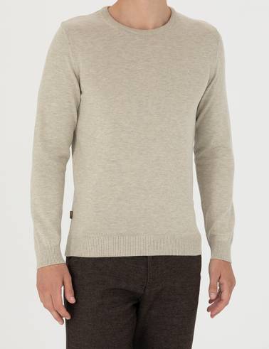 Kum Melanj Slim Fit Bisiklet Yaka Basic Triko Kazak