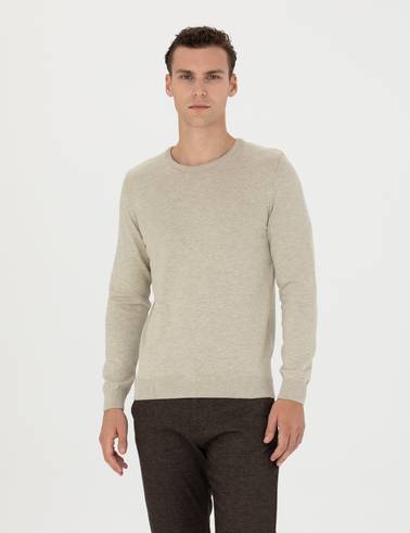 Kum Melanj Slim Fit Bisiklet Yaka Basic Triko Kazak