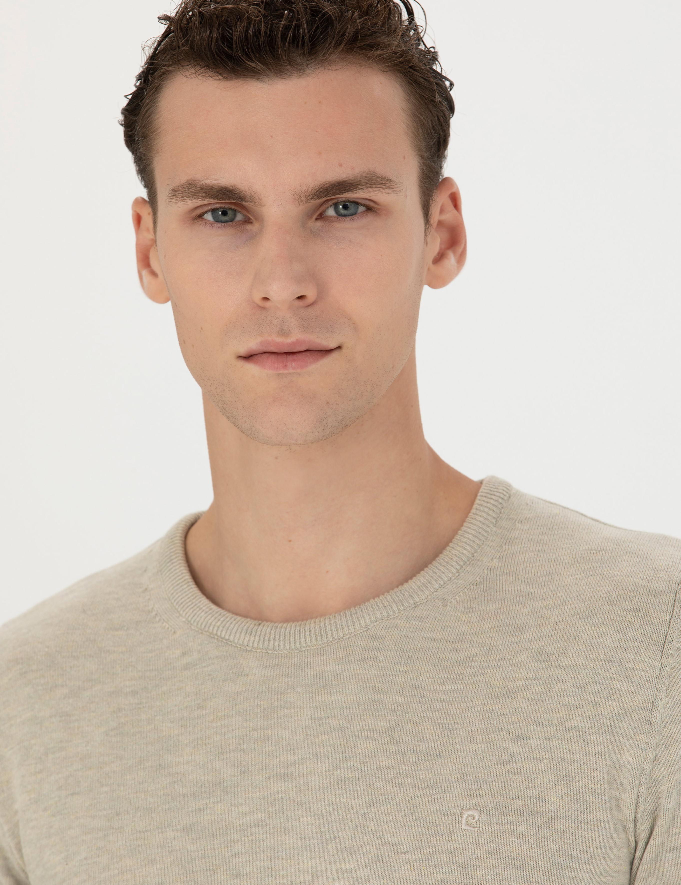 Kum Melanj Slim Fit Bisiklet Yaka Basic Triko Kazak