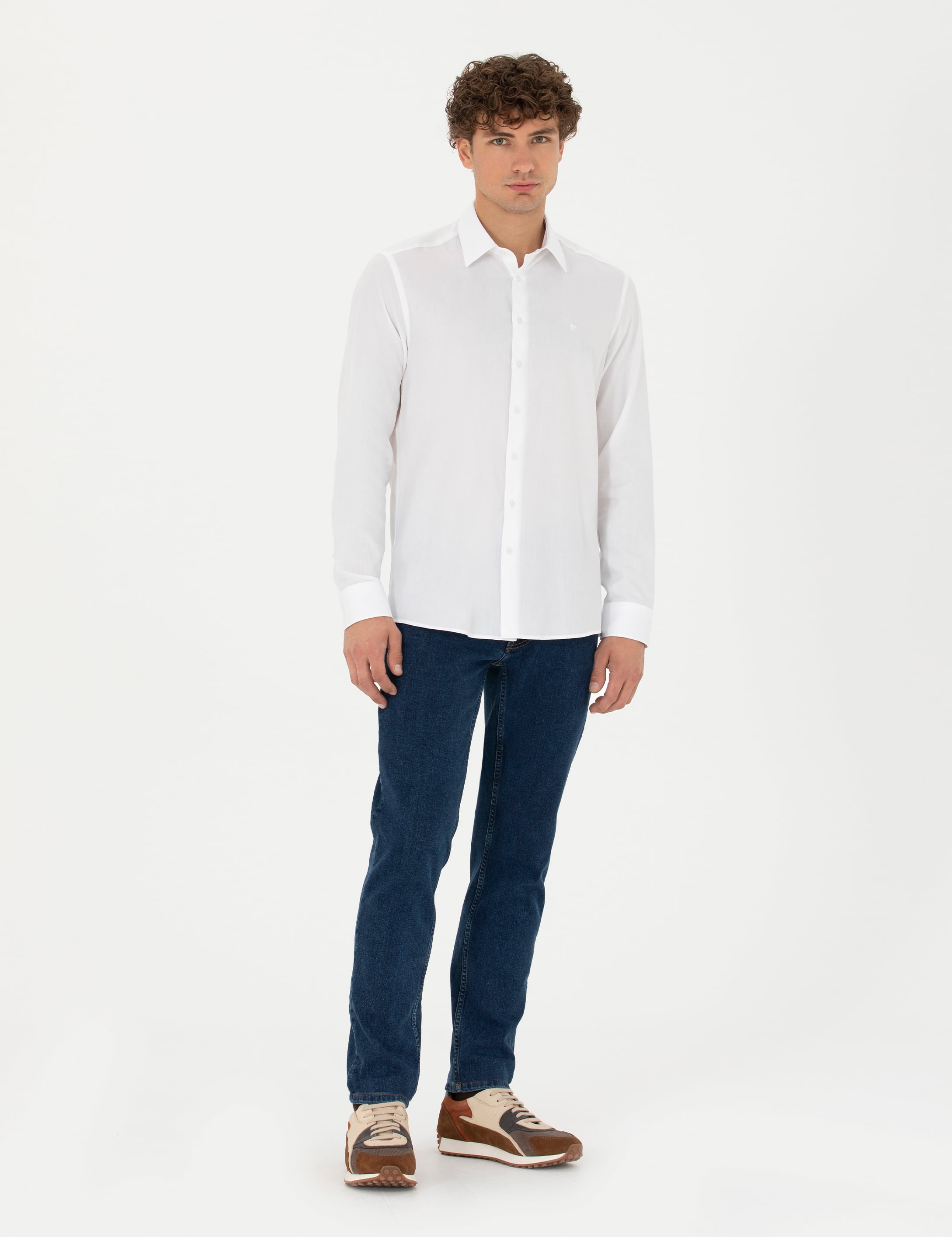 Pierre Cardin Beyaz Slim Fit Uzun Kollu Basic Gömlek görsel 4