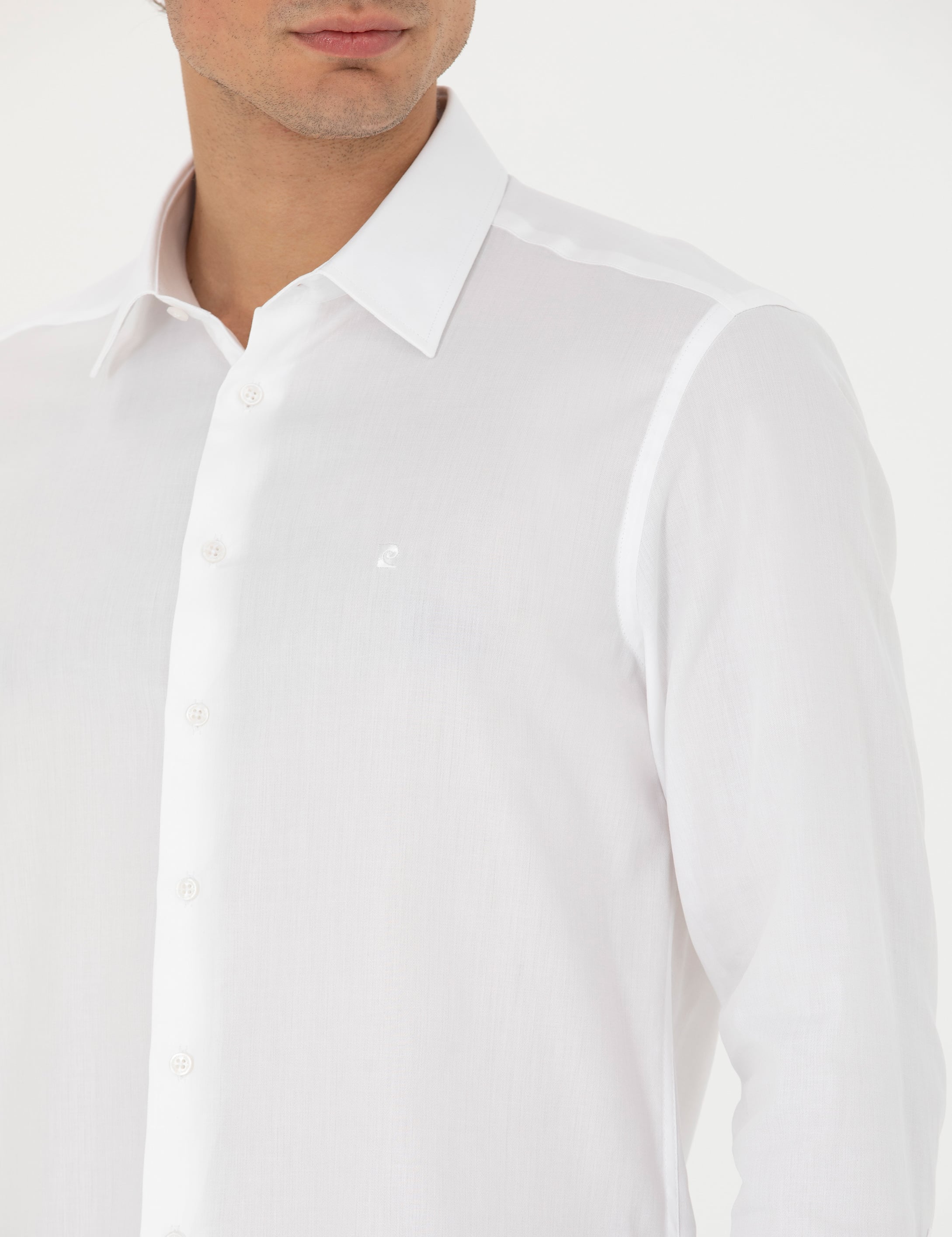 Pierre Cardin Beyaz Slim Fit Uzun Kollu Basic Gömlek görsel 7