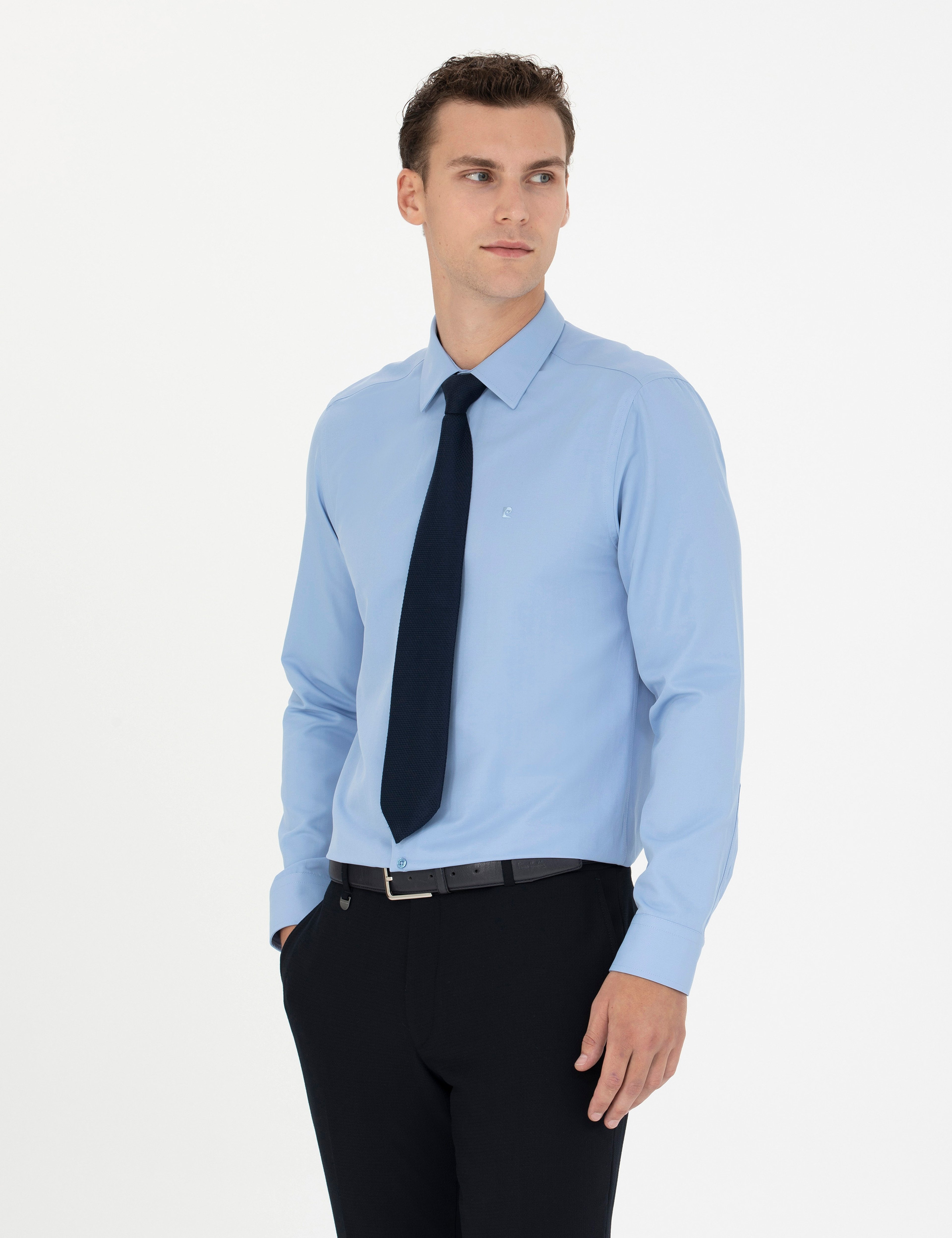 Mavi Slim Fit Uzun Kollu Basic Gömlek - Image 1