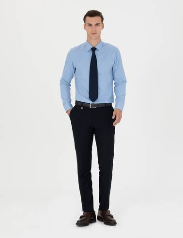 Mavi Slim Fit Uzun Kollu Basic Gömlek