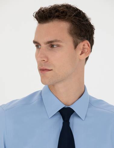 Mavi Slim Fit Uzun Kollu Basic Gömlek
