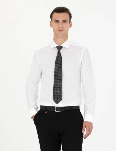 Beyaz Slim Fit Uzun Kollu Gömlek