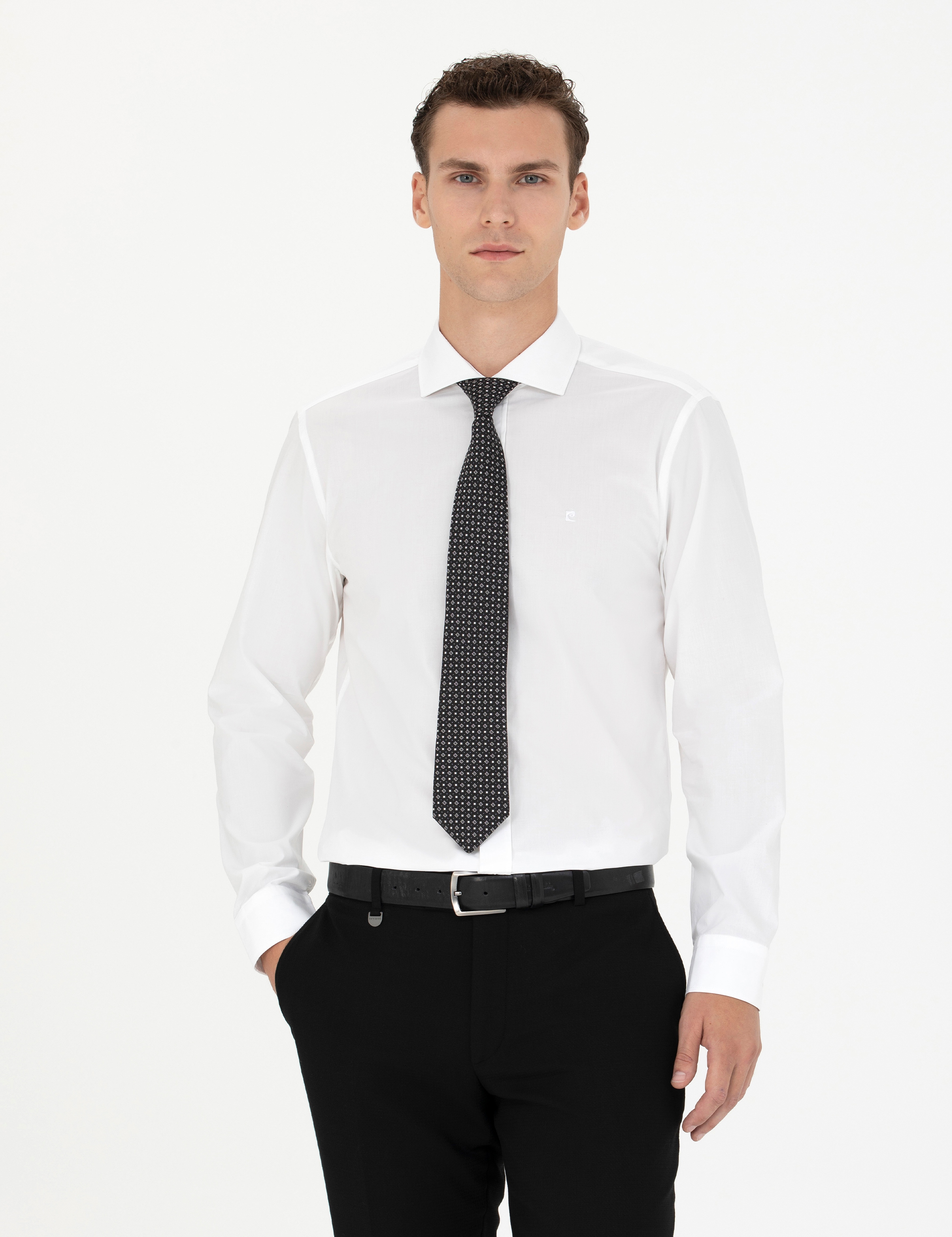 Beyaz Slim Fit Uzun Kollu Gömlek - Image 3