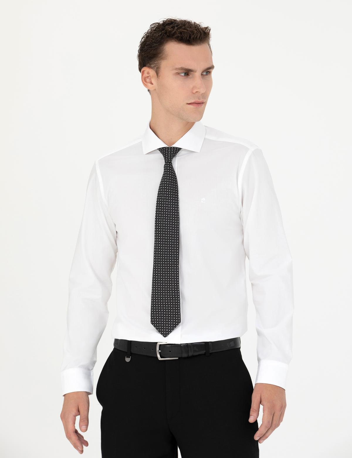 Beyaz Slim Fit Uzun Kollu Gömlek