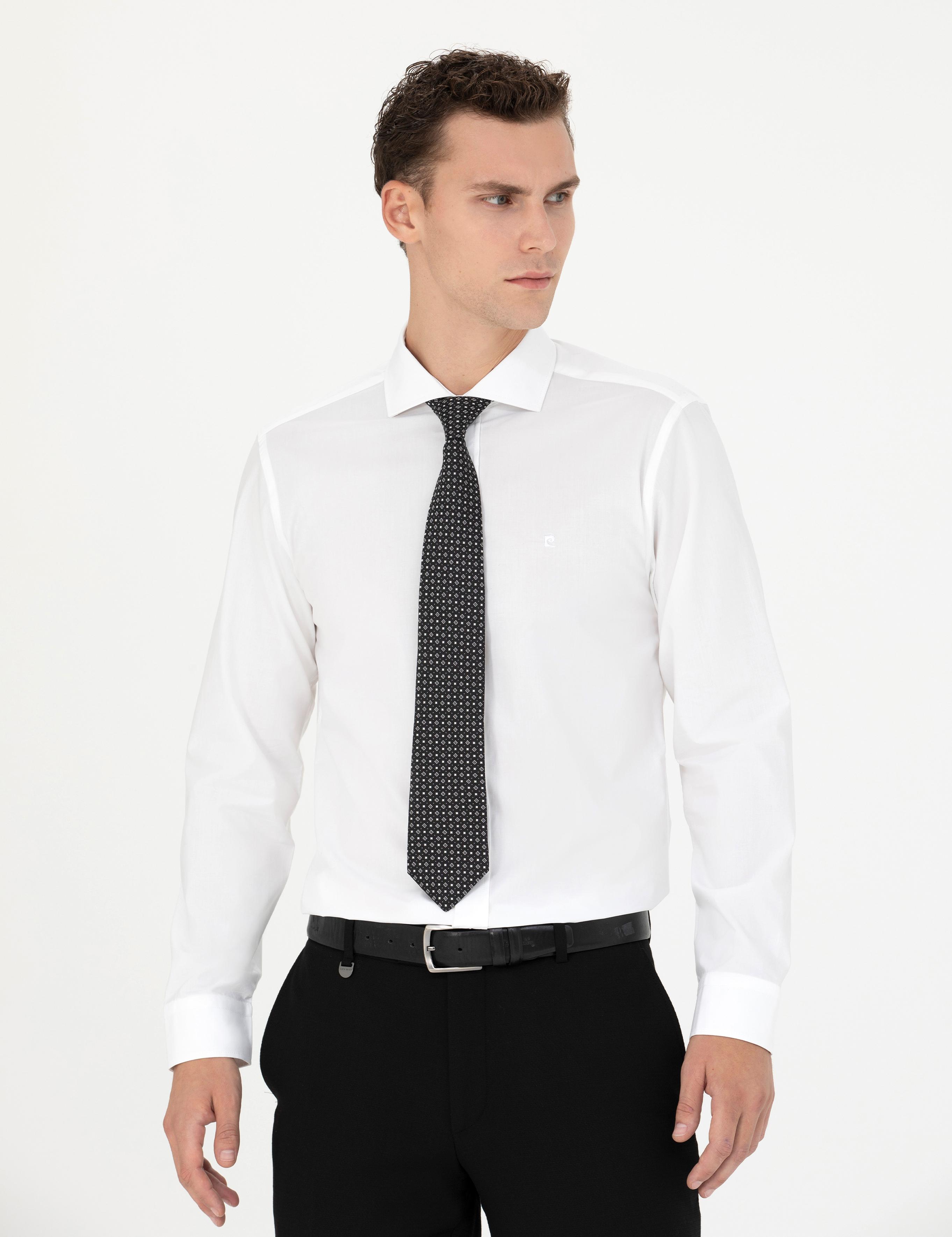 Beyaz Slim Fit Uzun Kollu Gömlek