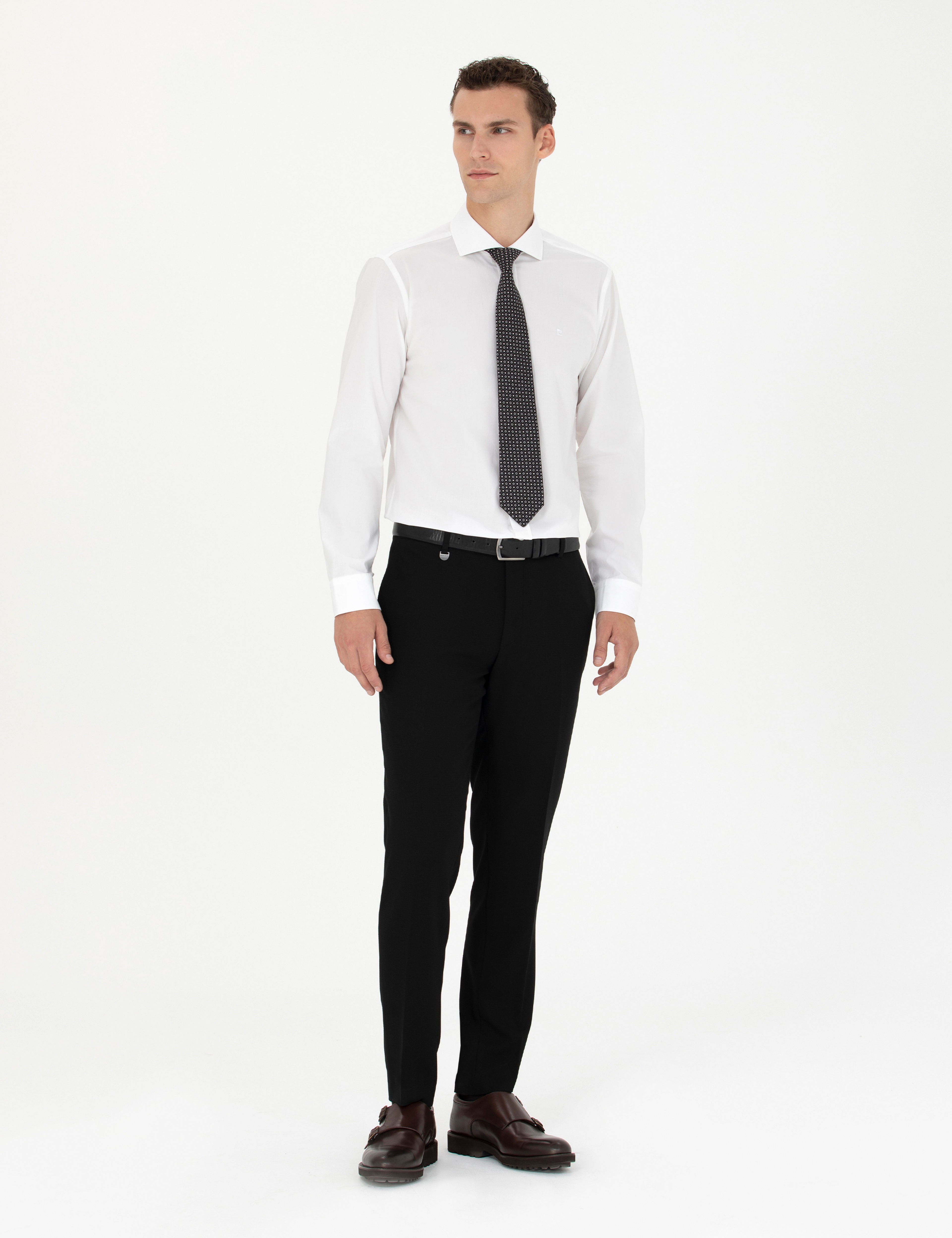 Beyaz Slim Fit Uzun Kollu Gömlek - Image 4