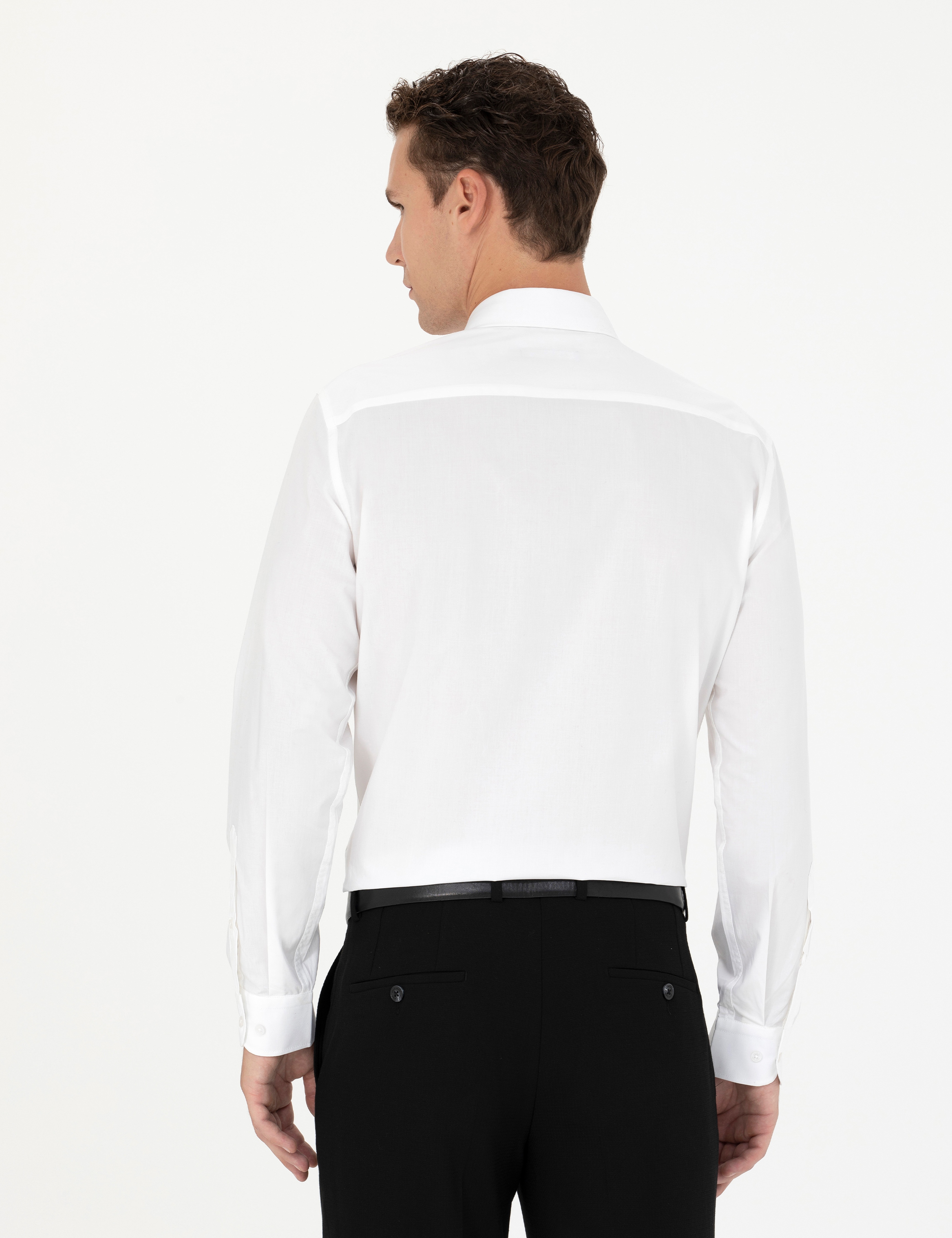 Beyaz Slim Fit Uzun Kollu Gömlek - Image 5