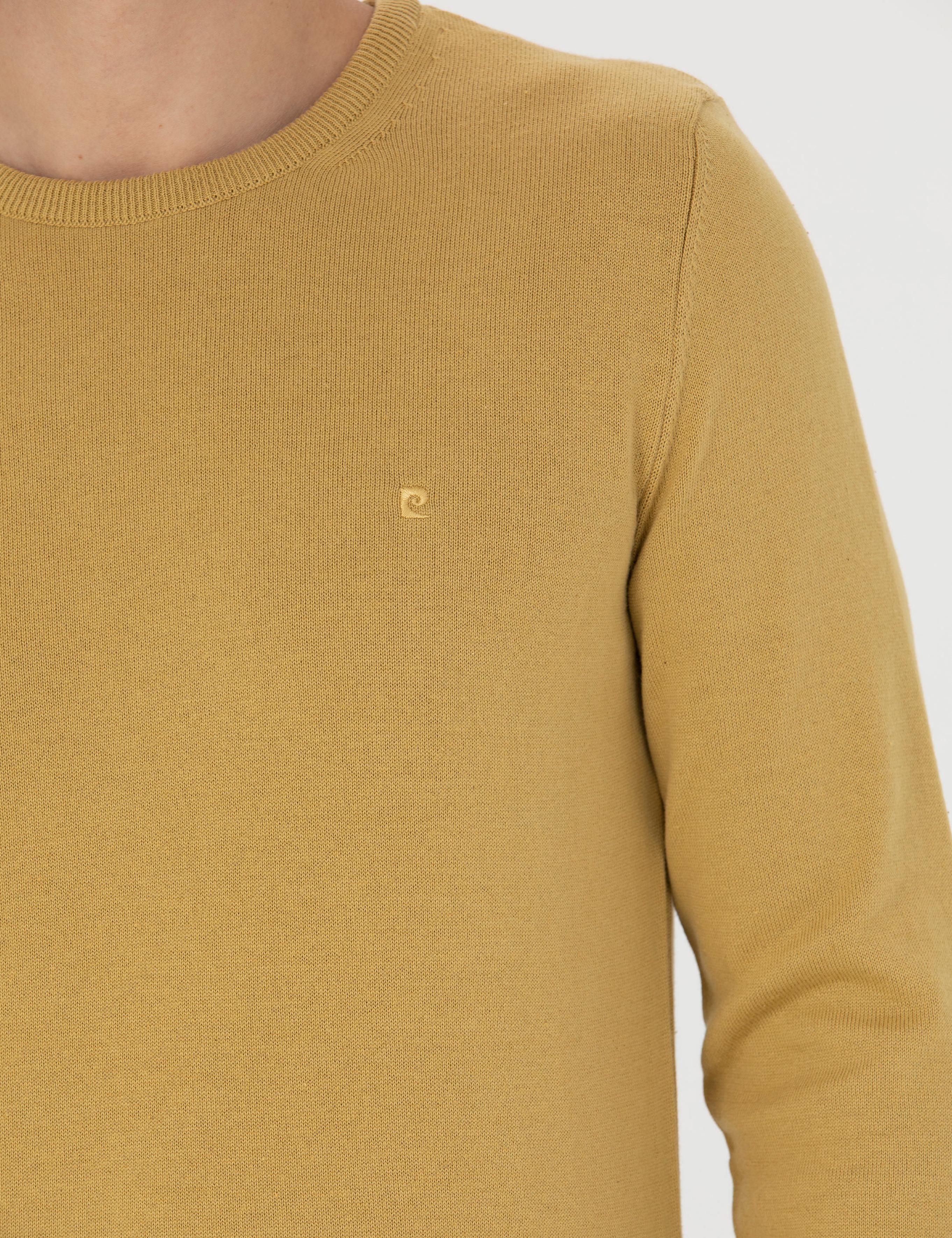 Yeşil Slim Fit Bisiklet Yaka Basic Triko Kazak