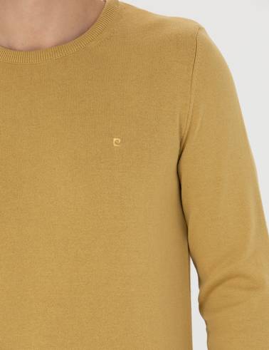 Yeşil Slim Fit Bisiklet Yaka Basic Triko Kazak