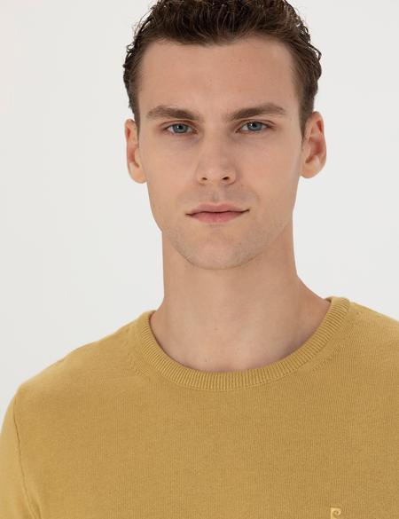 Yeşil Slim Fit Bisiklet Yaka Basic Triko Kazak - 50270179117