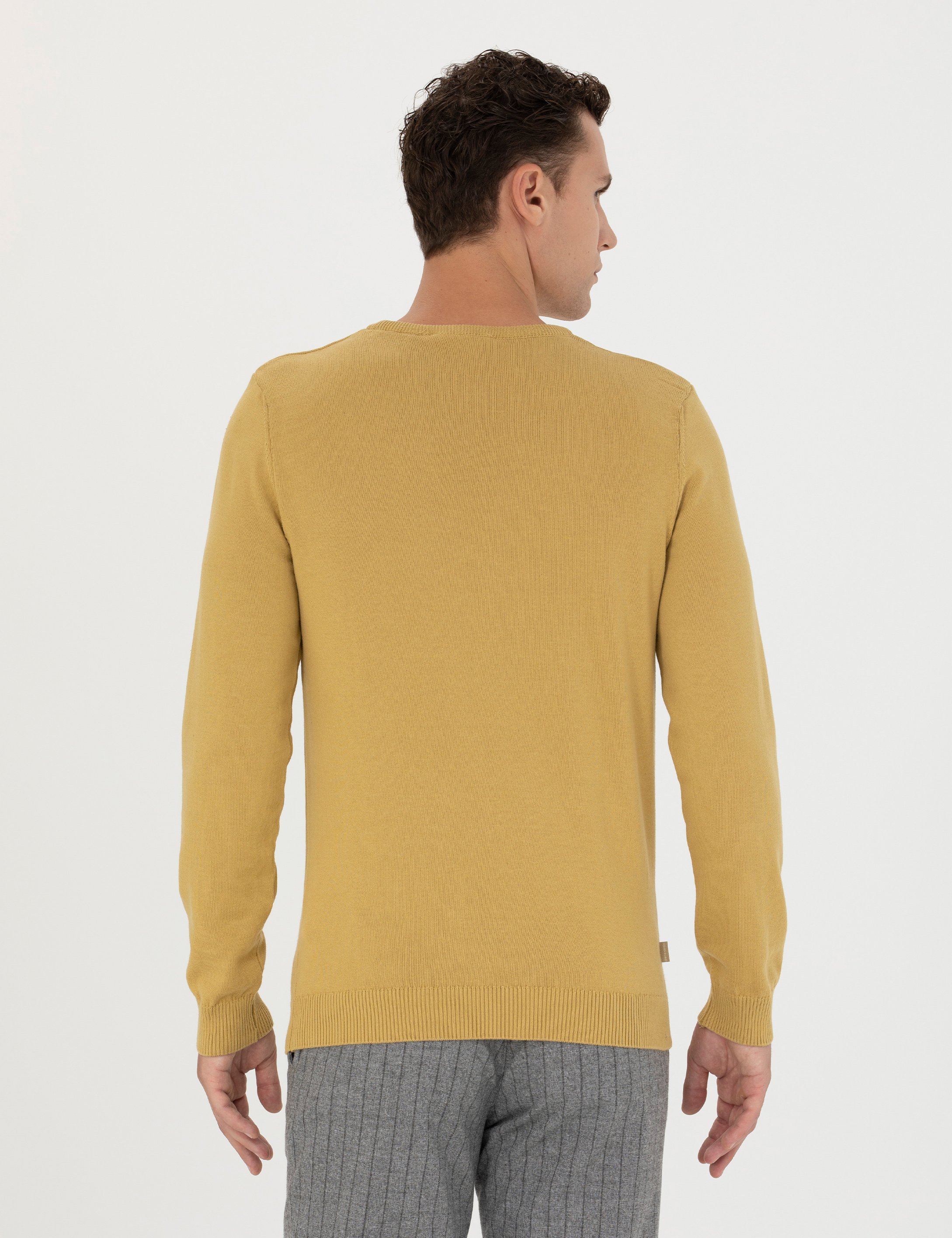 Pierre Cardin Yeşil Slim Fit Bisiklet Yaka Basic Triko Kazak görsel 5
