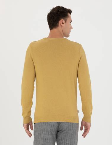 Yeşil Slim Fit Bisiklet Yaka Basic Triko Kazak