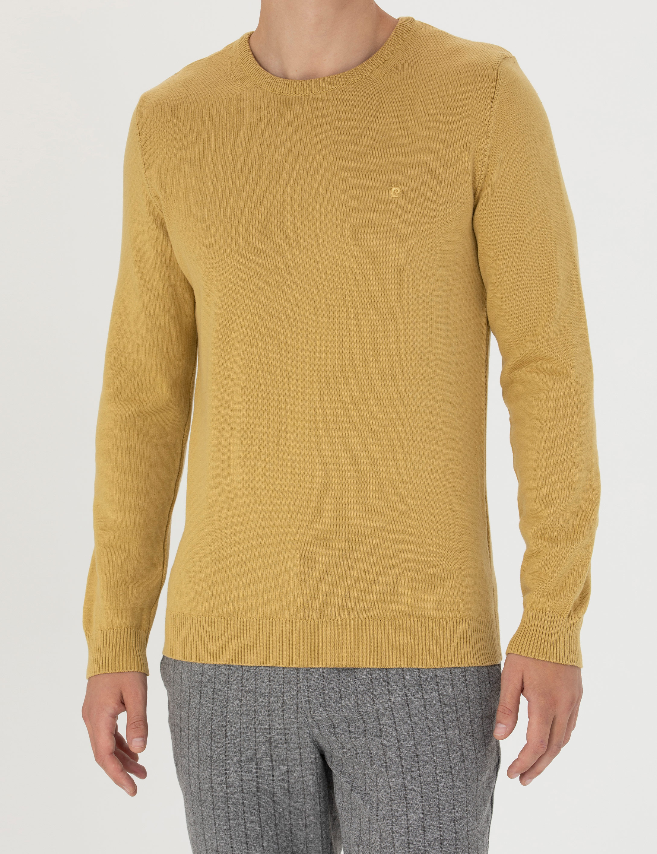 Pierre Cardin Yeşil Slim Fit Bisiklet Yaka Basic Triko Kazak görsel 6