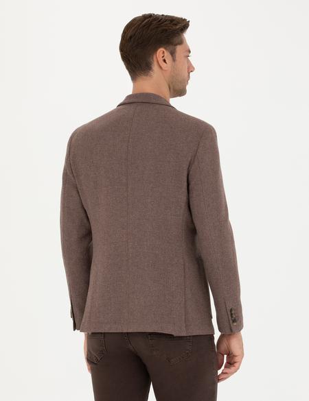 Kahverengi Slim Fit Yün Karışımlı Ceket - 50276911044