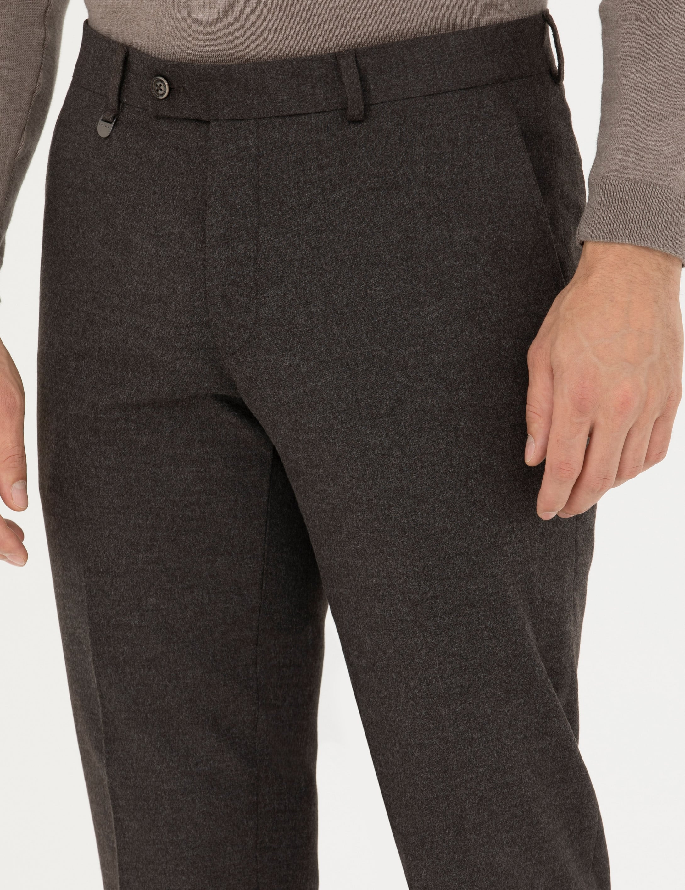 Kahverengi Slim Fit Kumaş Pantolon