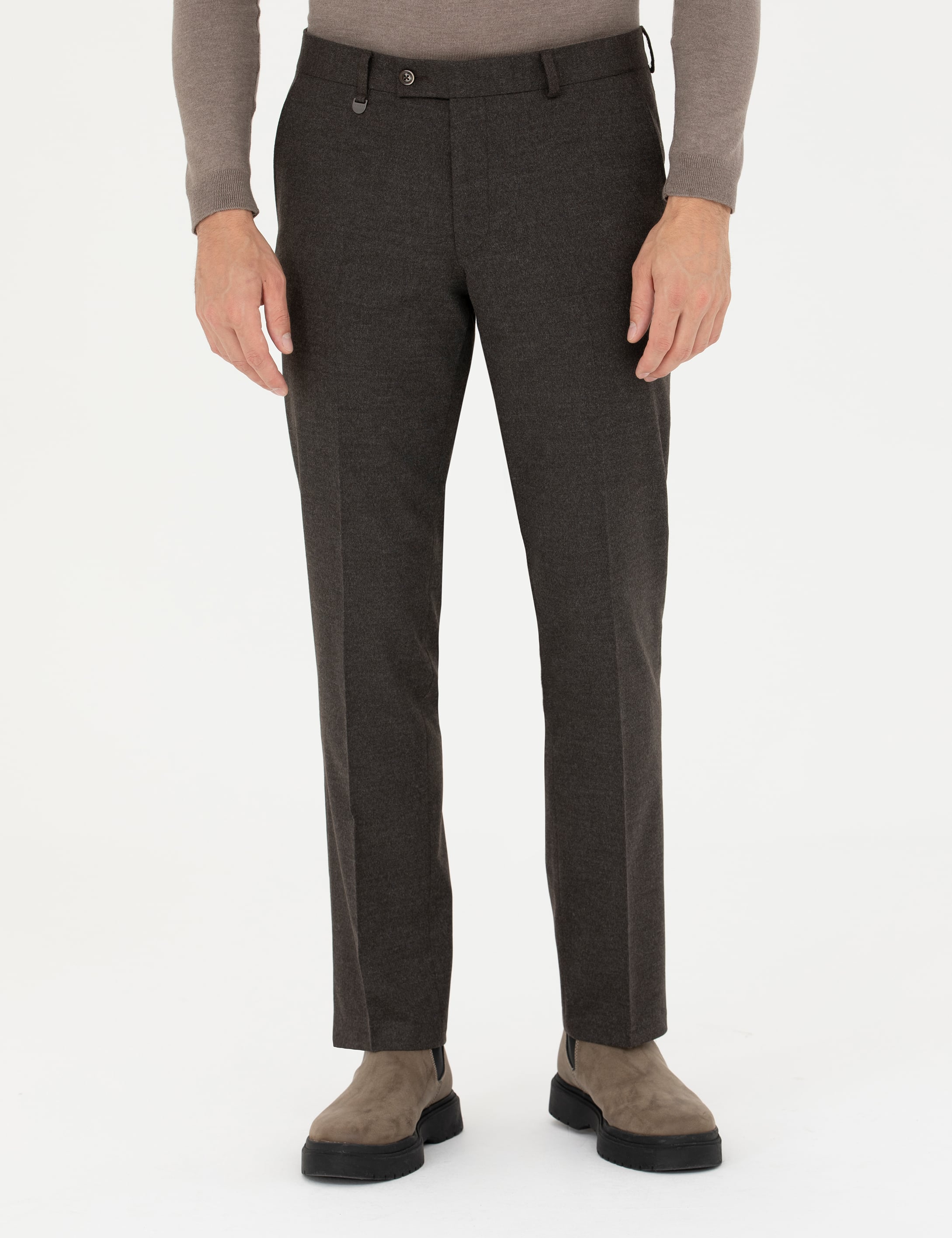 Kahverengi Slim Fit Kumaş Pantolon
