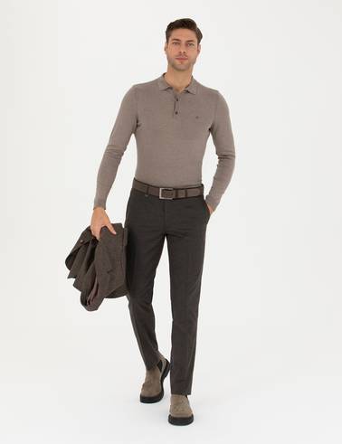 Kahverengi Slim Fit Kumaş Pantolon