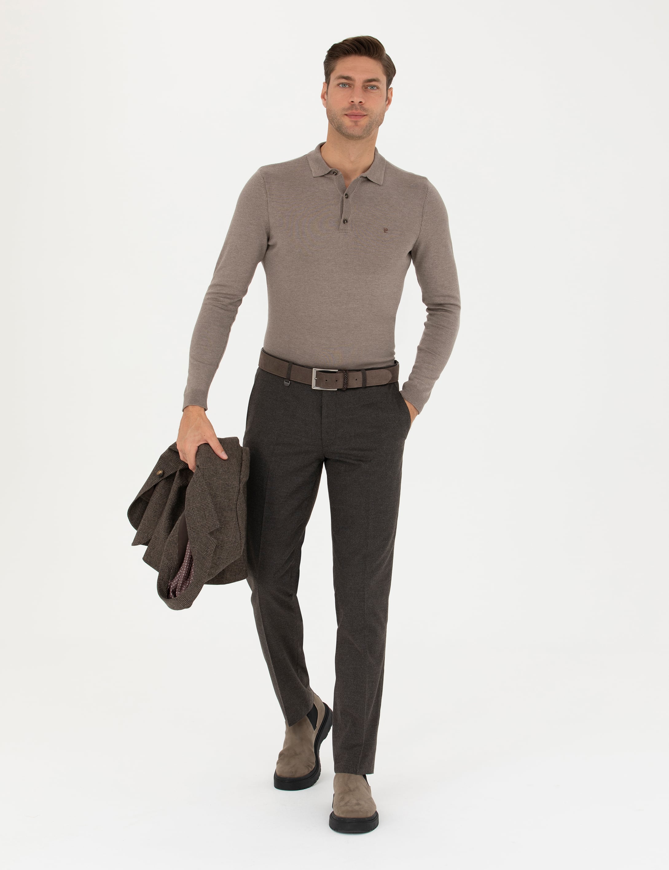 Kahverengi Slim Fit Kumaş Pantolon - Image 1