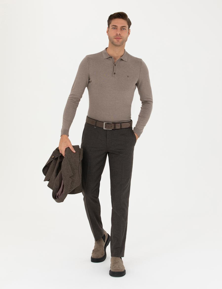 Kahverengi Slim Fit Kumaş Pantolon