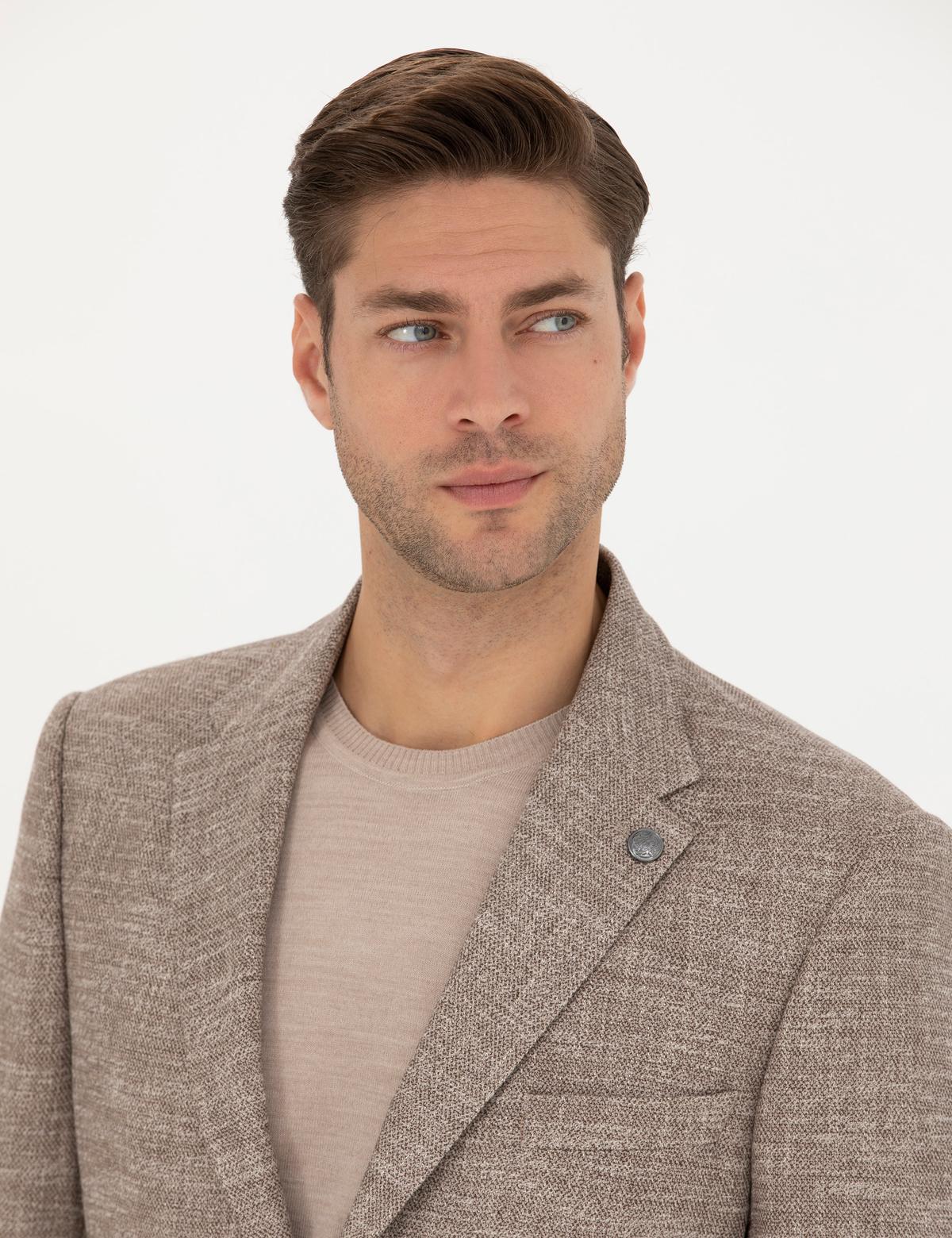 Vizon Slim Fit Yün Karışımlı Ceket - 50278450008