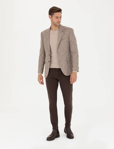 Vizon Slim Fit Yün Karışımlı Ceket