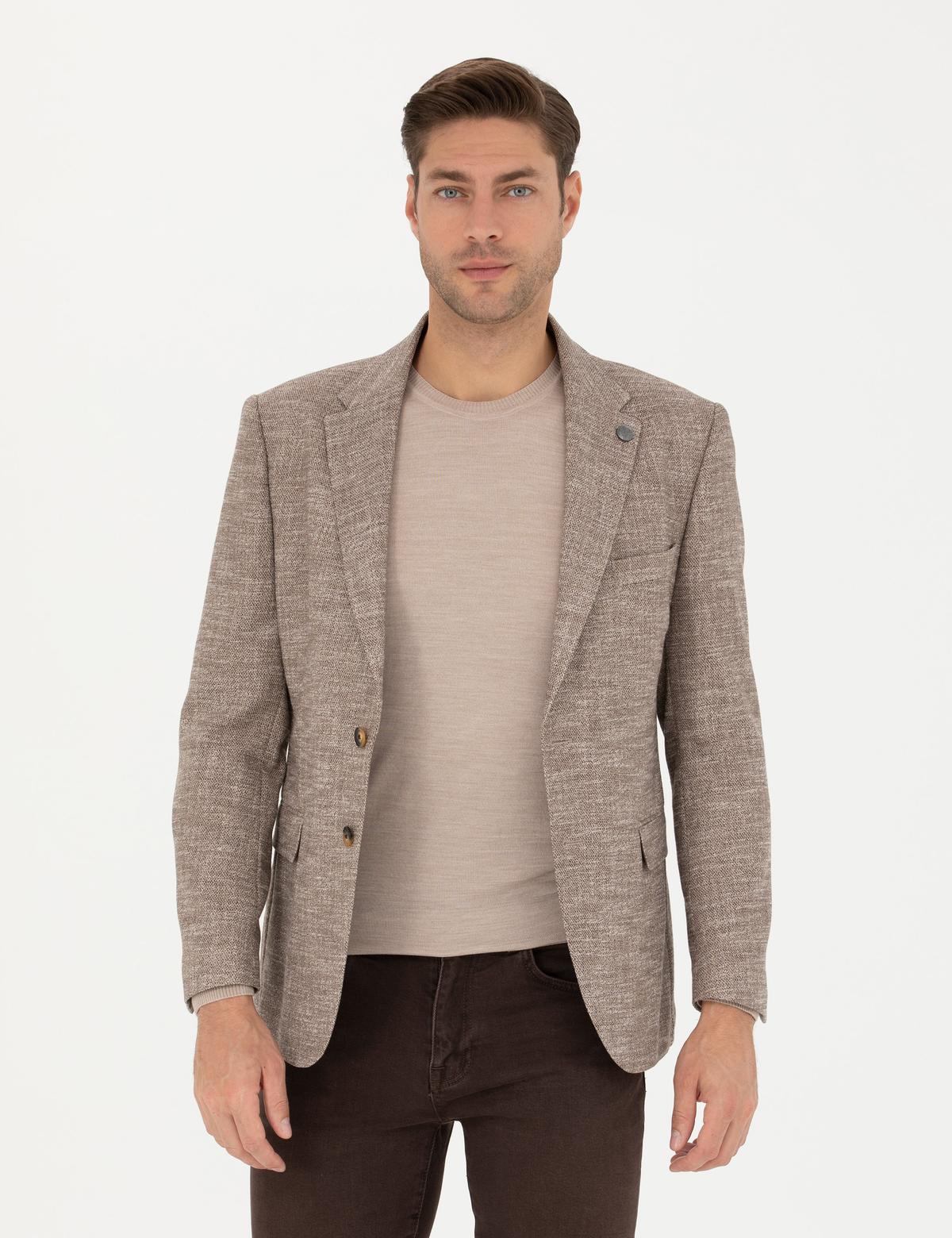 Vizon Slim Fit Yün Karışımlı Ceket