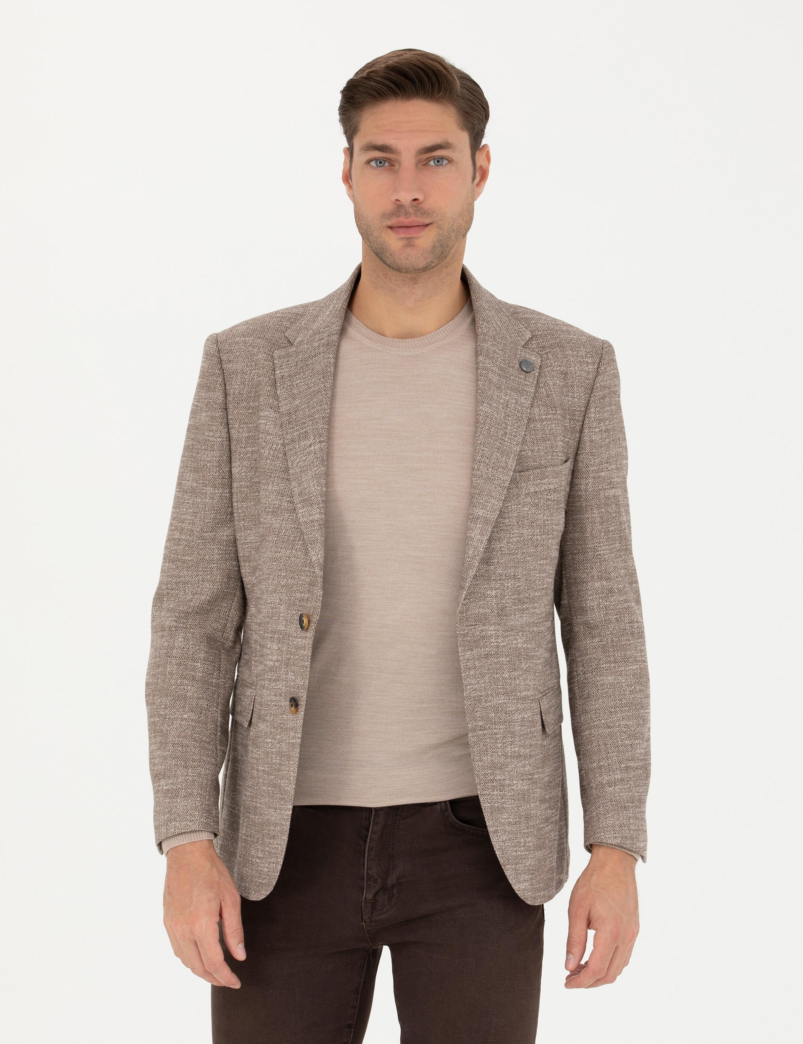 Vizon Slim Fit Yün Karışımlı Ceket