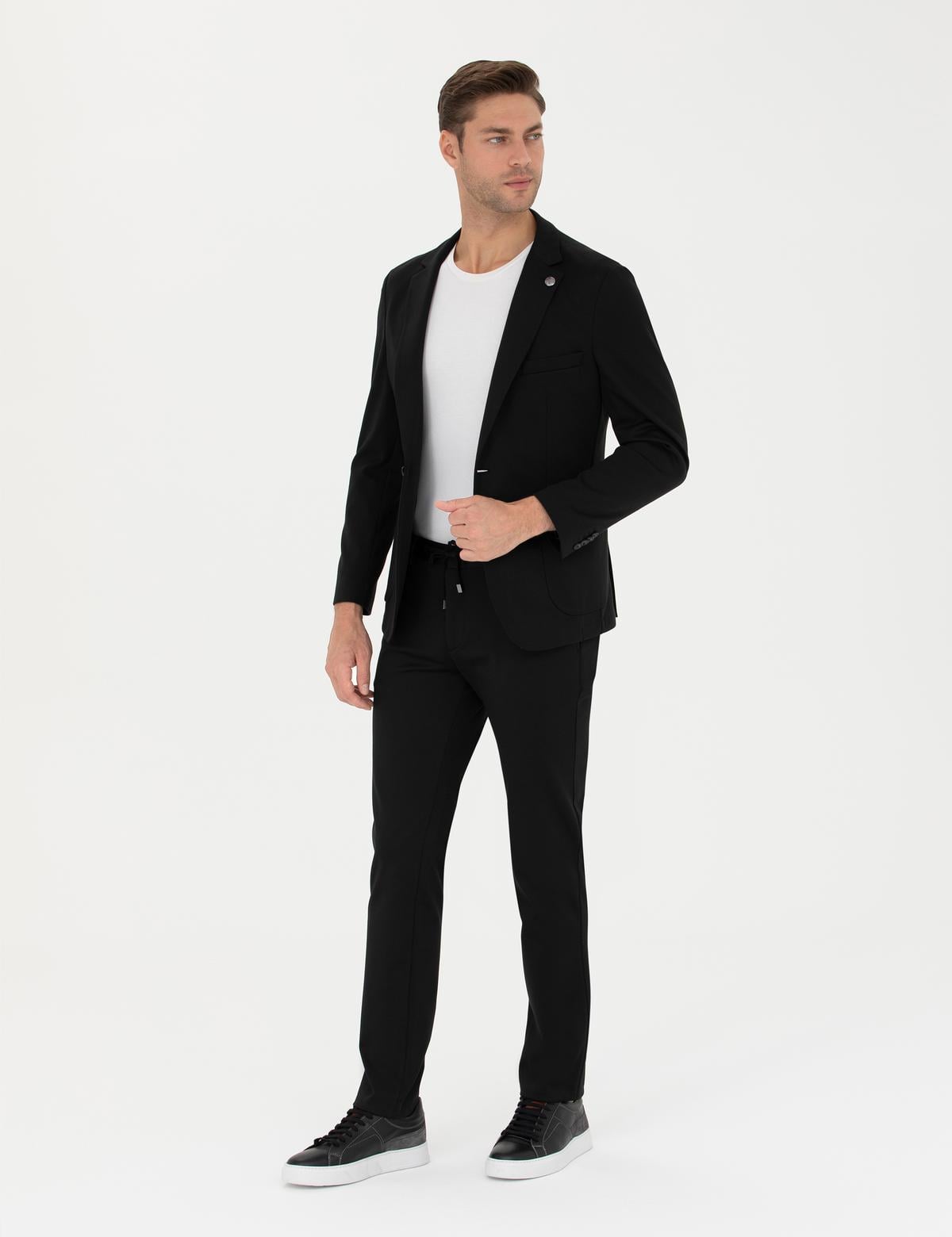 Siyah Ekstra Slim Fit Kumaş Pantolon - 50287474015