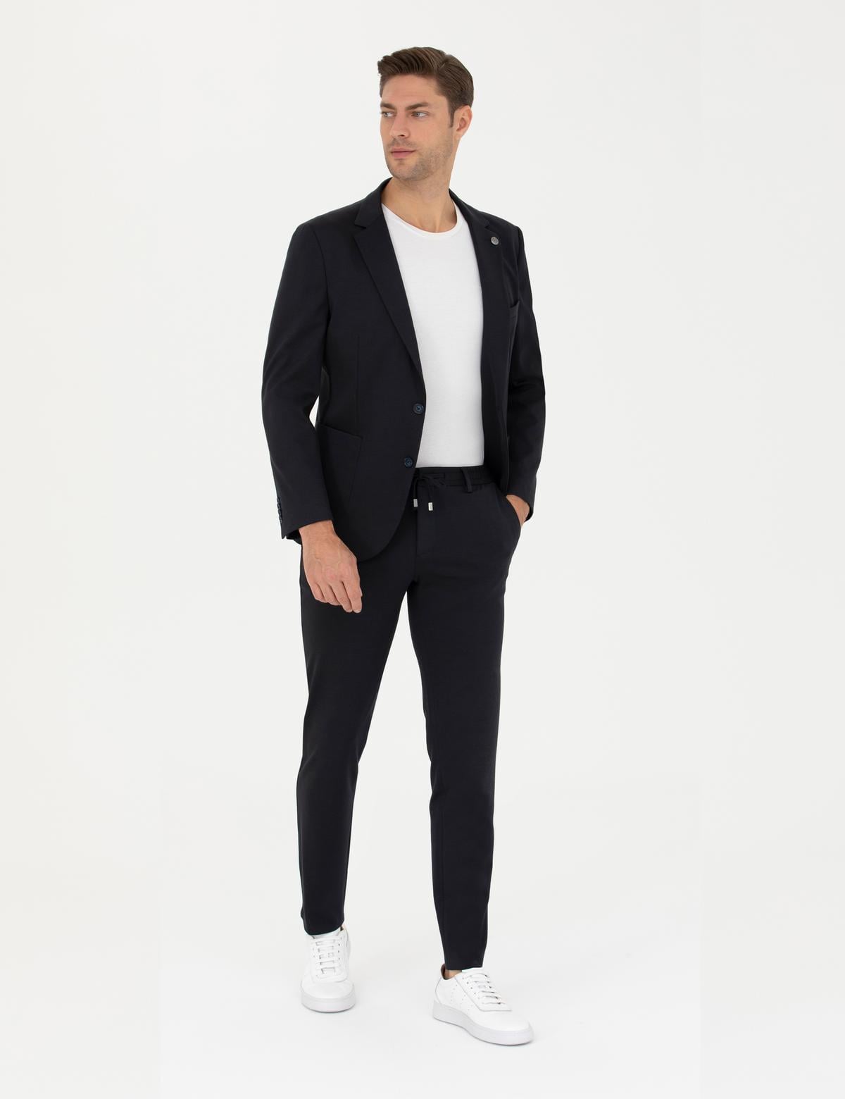 Lacivert Ekstra Slim Fit Kumaş Pantolon