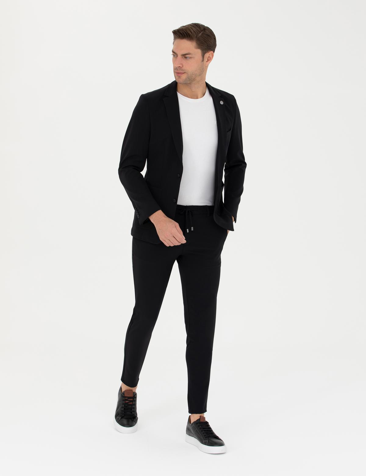 Siyah Esnek Kumaş Pantolon - 50287494006